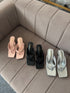Open Square Toe Slid On Kitten Heels